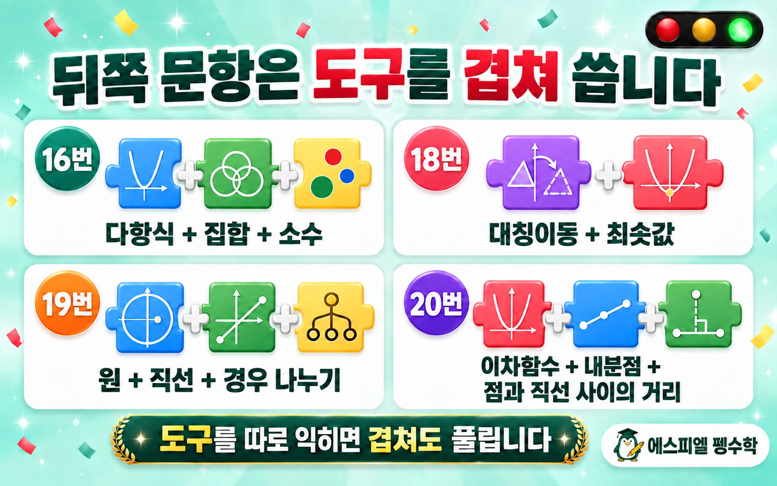 뒤쪽 문항은 도구를 겹쳐 씁니다